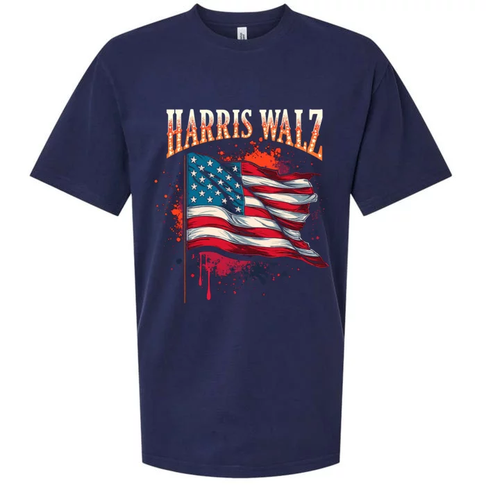 Harris Walz American Flag Gift Sueded Cloud Jersey T-Shirt