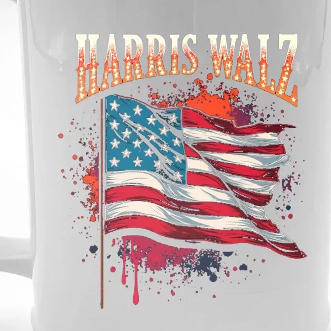 Harris Walz American Flag Gift Front & Back Beer Stein