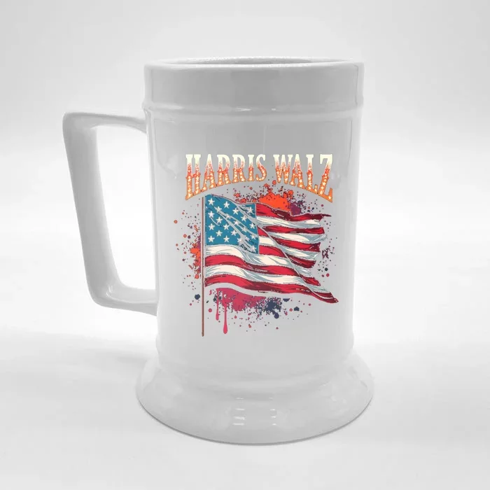 Harris Walz American Flag Gift Front & Back Beer Stein