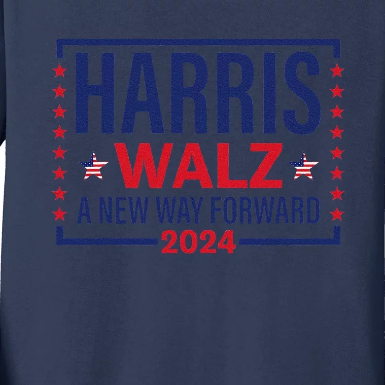 Harris Walz A New Way Forward 2024 Kids Long Sleeve Shirt