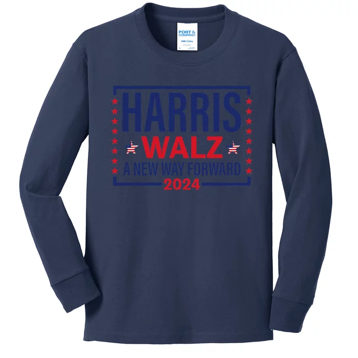 Harris Walz A New Way Forward 2024 Kids Long Sleeve Shirt