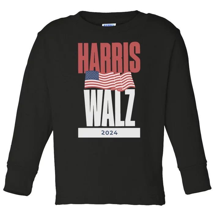 Harris Walz And Kamala Harris 2024 Toddler Long Sleeve Shirt