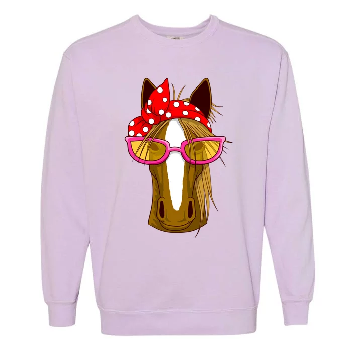 Horse With Bandana Gift Horseback Riding Gift Garment-Dyed Sweatshirt