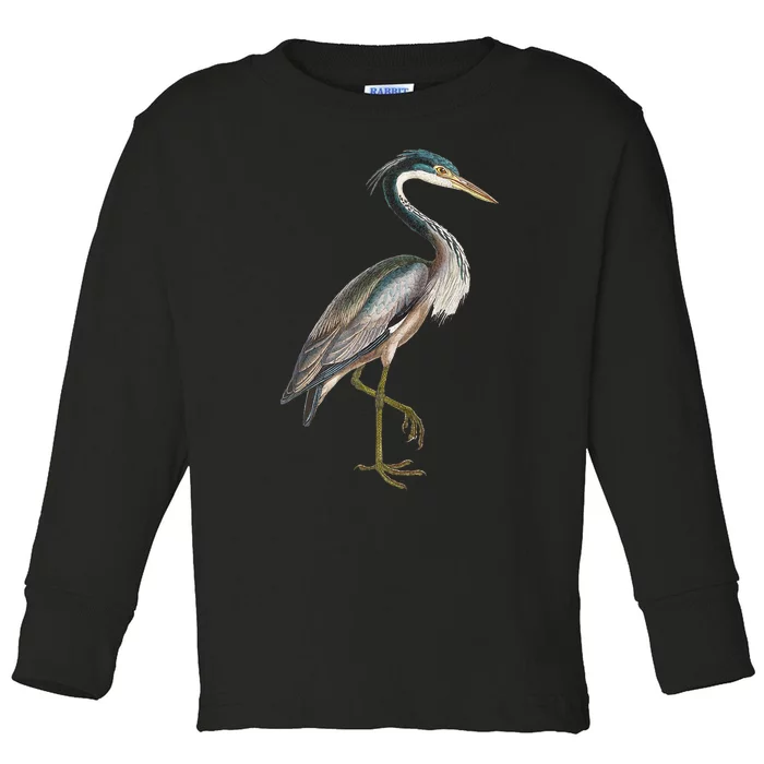 Heron Water Bird Lover Blue Heron Coastal Birds Toddler Long Sleeve Shirt