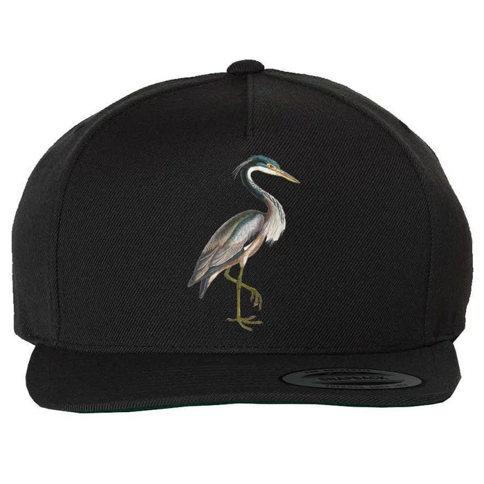 Heron Water Bird Lover Blue Heron Coastal Birds Wool Snapback Cap