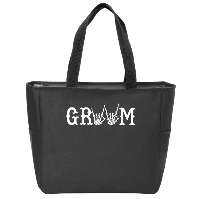 Halloween Wedding Bride Groom Skeleton Till Death Matching Zip Tote Bag