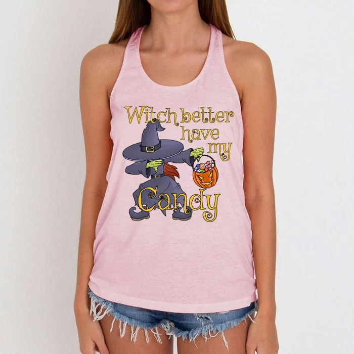 Halloween Witch Better Have My Candy Gift Women's Knotted Racerback Tank