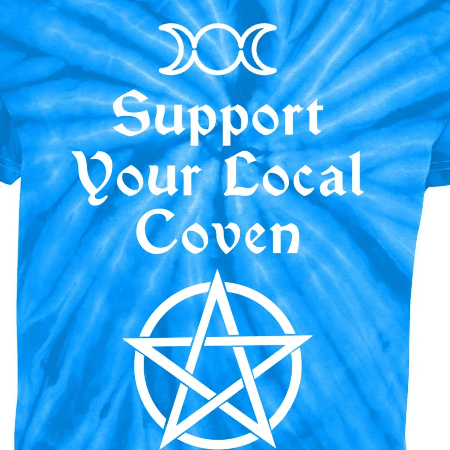 Halloween Witch Costume Support Your Local Coven Funny Gift Kids Tie-Dye T-Shirt