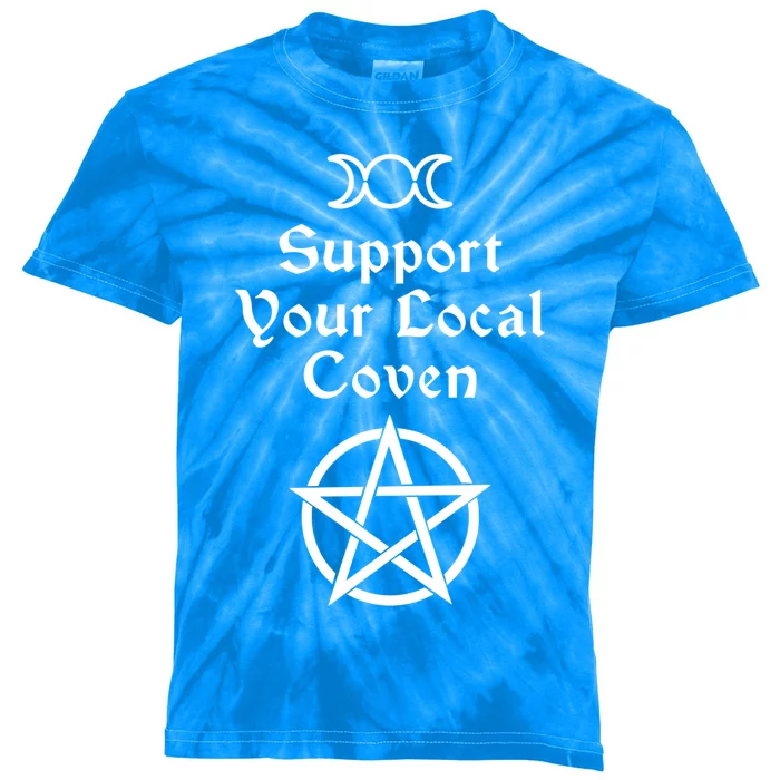 Halloween Witch Costume Support Your Local Coven Funny Gift Kids Tie-Dye T-Shirt