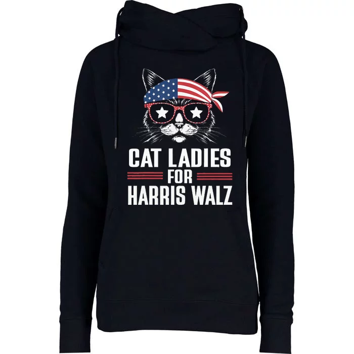 Harris Waltz Cat 2024 President Womens Funnel Neck Pullover Hood