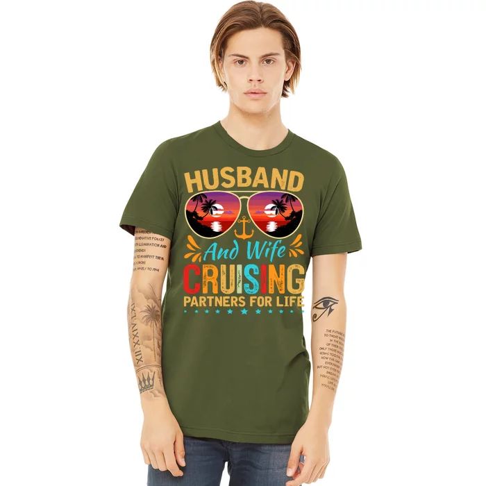 Husband Wife Cruising 2024 Cruise Vacation Couples Trip Premium T-Shirt