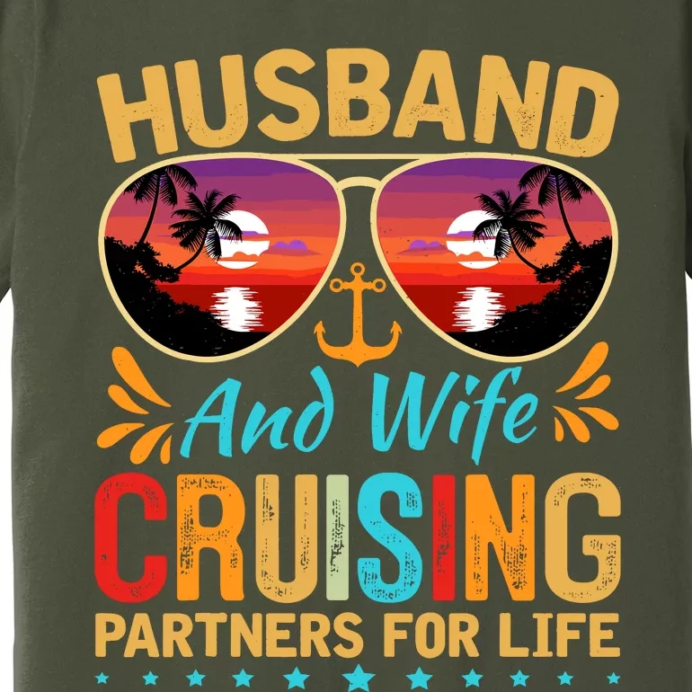 Husband Wife Cruising 2024 Cruise Vacation Couples Trip Premium T-Shirt