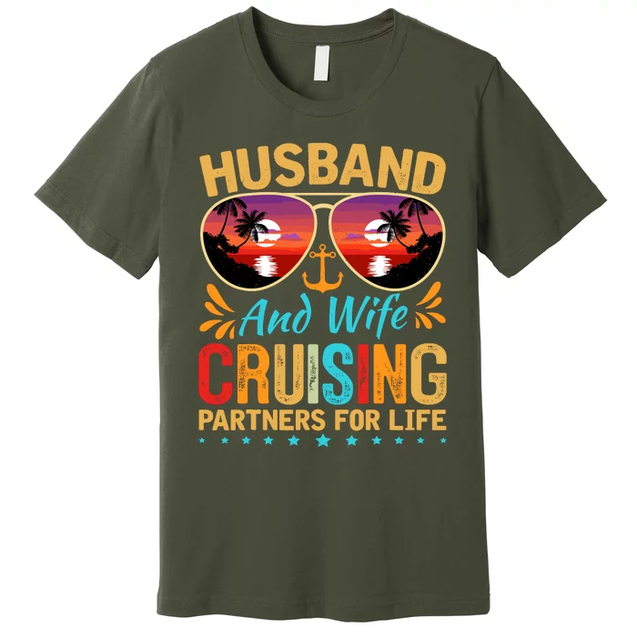 Husband Wife Cruising 2024 Cruise Vacation Couples Trip Premium T-Shirt