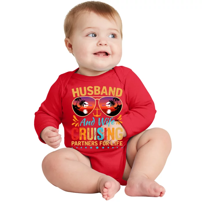 Husband Wife Cruising 2024 Cruise Vacation Couples Trip Baby Long Sleeve Bodysuit