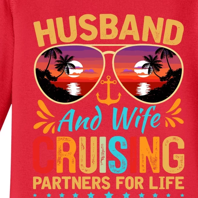 Husband Wife Cruising 2024 Cruise Vacation Couples Trip Baby Long Sleeve Bodysuit