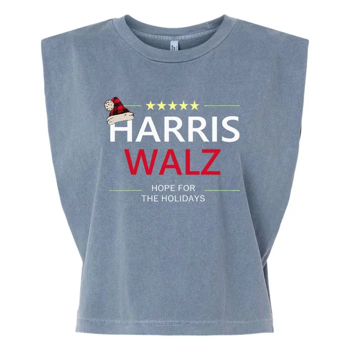 Harris Walz Christmas Hope For The Holidays Democrat Quote Garment-Dyed Women's Muscle Tee