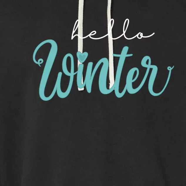 Hello Winter Cute Holiday Garment-Dyed Fleece Hoodie