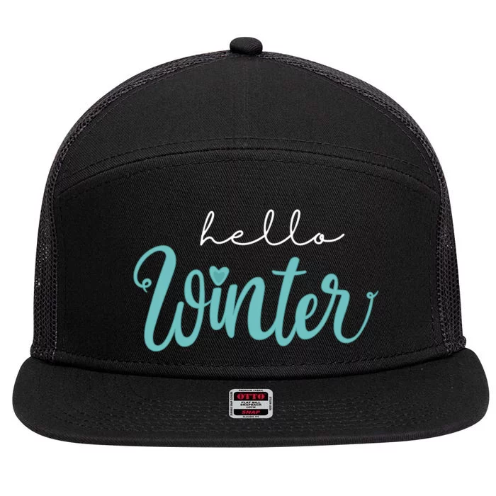 Hello Winter Cute Holiday 7 Panel Mesh Trucker Snapback Hat