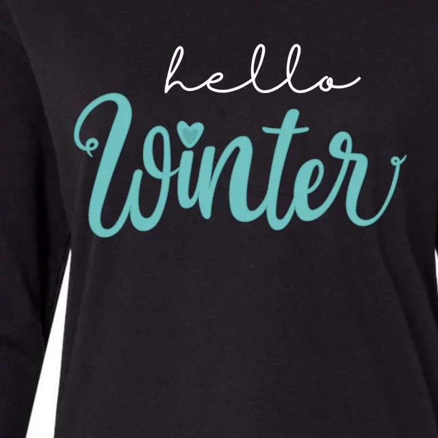 Hello Winter Cute Holiday Womens Cotton Relaxed Long Sleeve T-Shirt