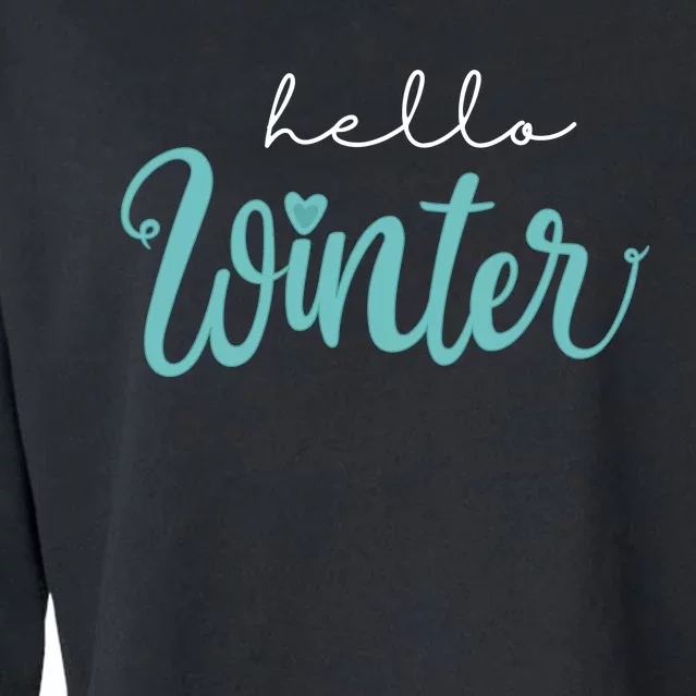 Hello Winter Cute Holiday Cropped Pullover Crew