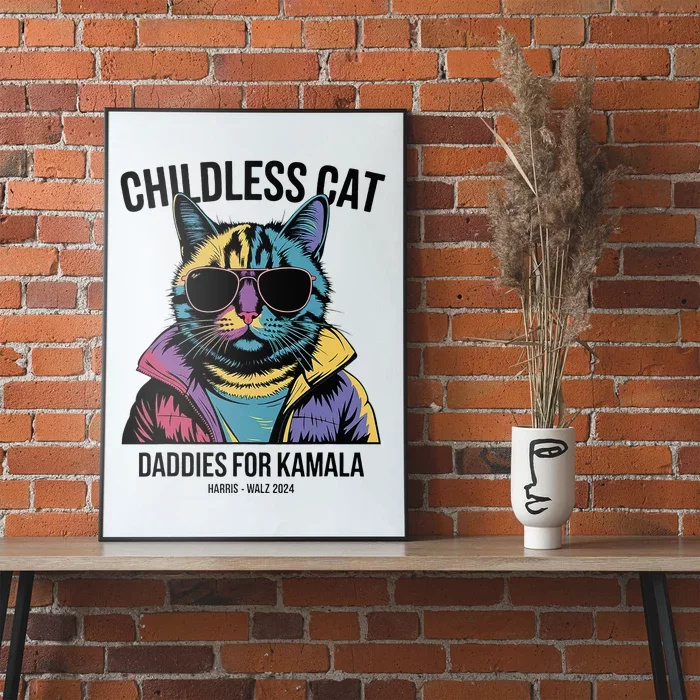 Harris Waltz Childless Cat Daddies For Kamala President 2024 Poster