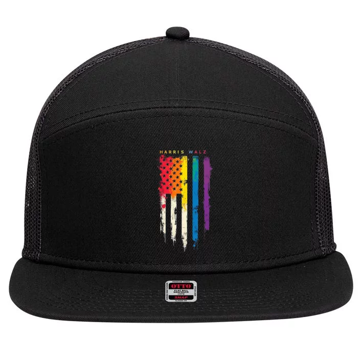 Harris Walz Colorful Streak 7 Panel Mesh Trucker Snapback Hat