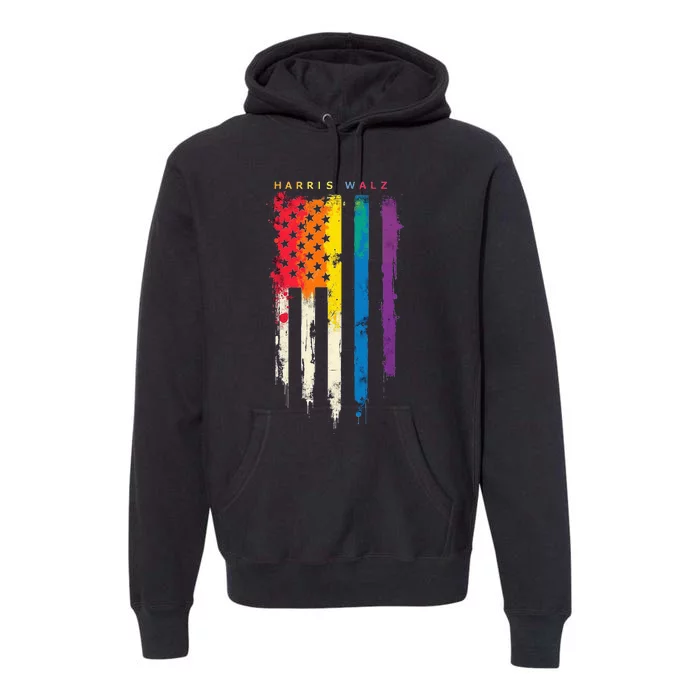 Harris Walz Colorful Streak Premium Hoodie