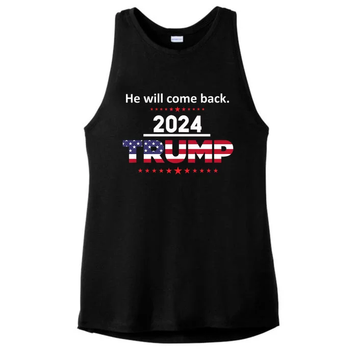 He Will Come Back | Trump 2024 Ladies Tri-Blend Wicking Tank