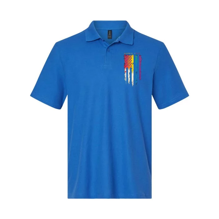 Harris Walz Colorful Streak Cute Gift Softstyle Adult Sport Polo