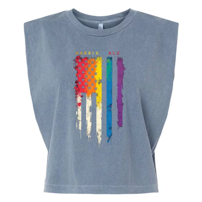 Harris Walz Colorful Streak Cute Gift Garment-Dyed Women's Muscle Tee