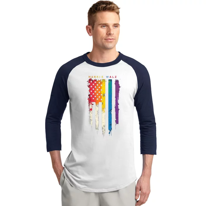 Harris Walz Colorful Streak Cute Gift Baseball Sleeve Shirt