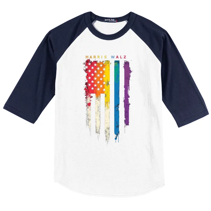 Harris Walz Colorful Streak Cute Gift Baseball Sleeve Shirt