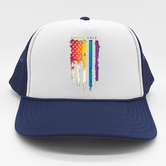 Harris Walz Colorful Streak Cute Gift Trucker Hat