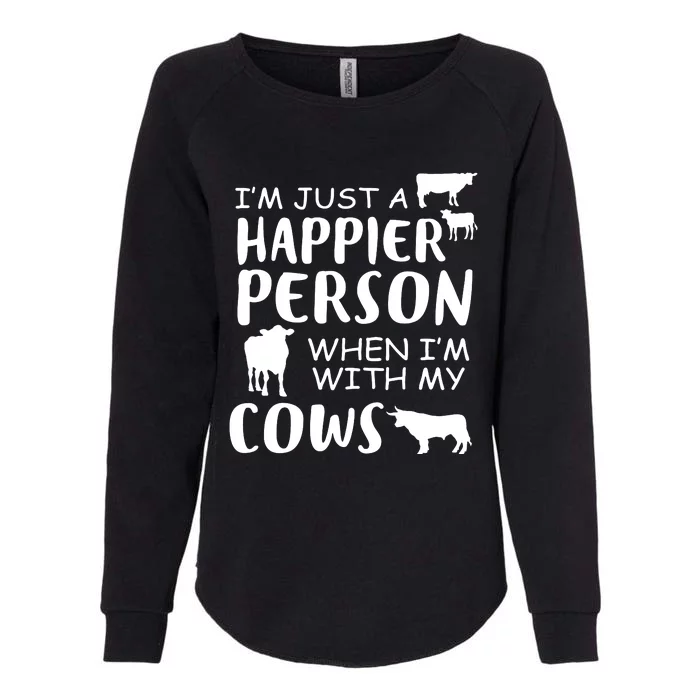 Happy With Cows Womens California Wash Sweatshirt