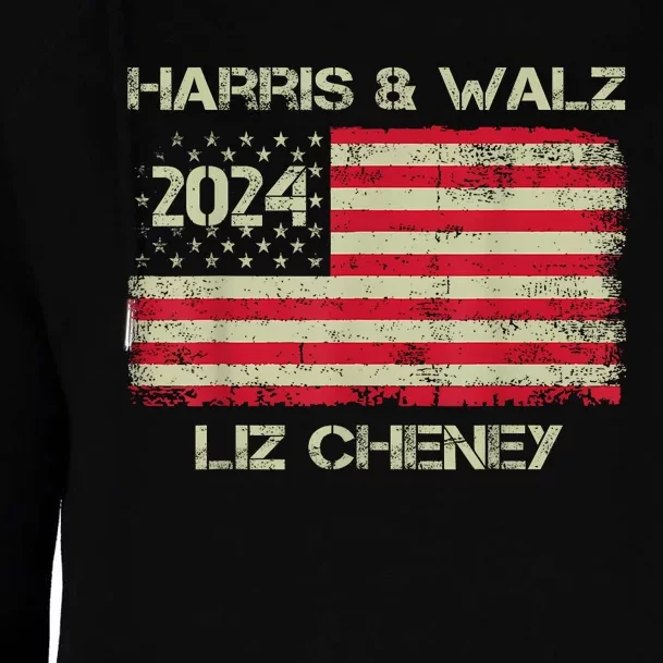 Harris Walz Cheney 2024 Thank You Liz Democracy Election Womens Funnel Neck Pullover Hood