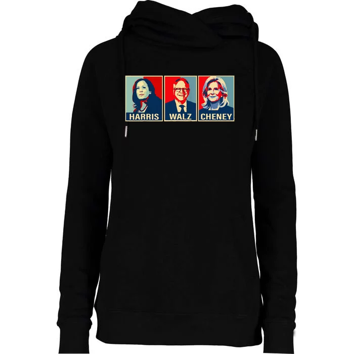 Harris Walz Cheney Thank You Liz Republican Save Democracy Womens Funnel Neck Pullover Hood