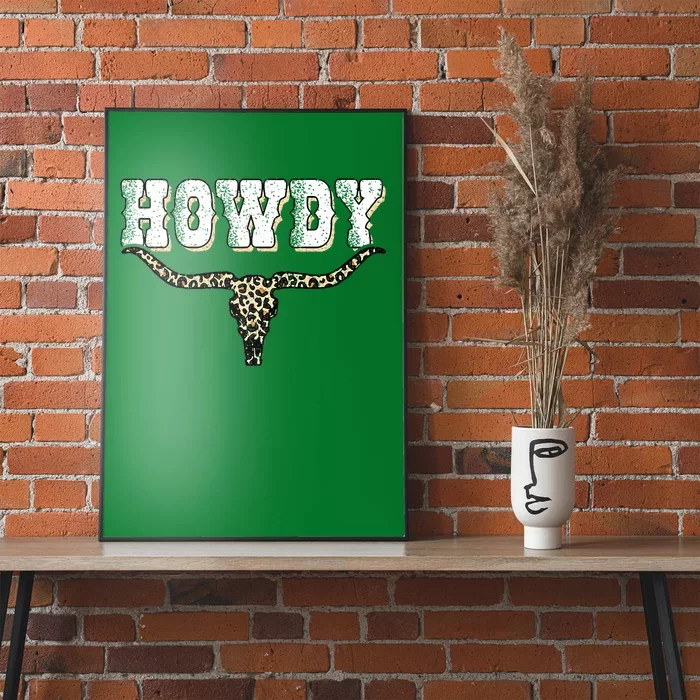 Howdy Western Country Southern Cow Skull Rodeo Bull Cowgirl Poster