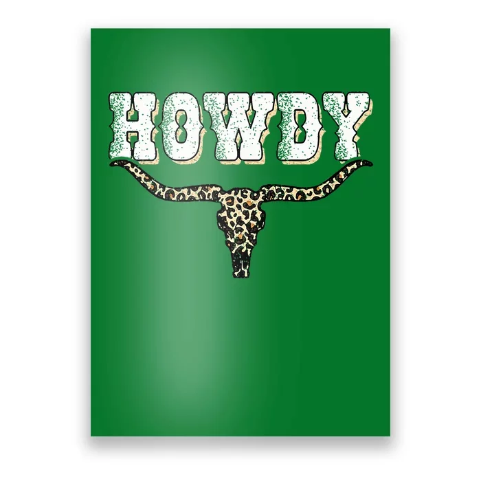 Howdy Western Country Southern Cow Skull Rodeo Bull Cowgirl Poster