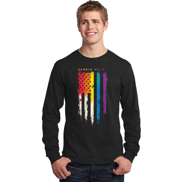 Harris Walz Colorful Streak Gift Long Sleeve Shirt