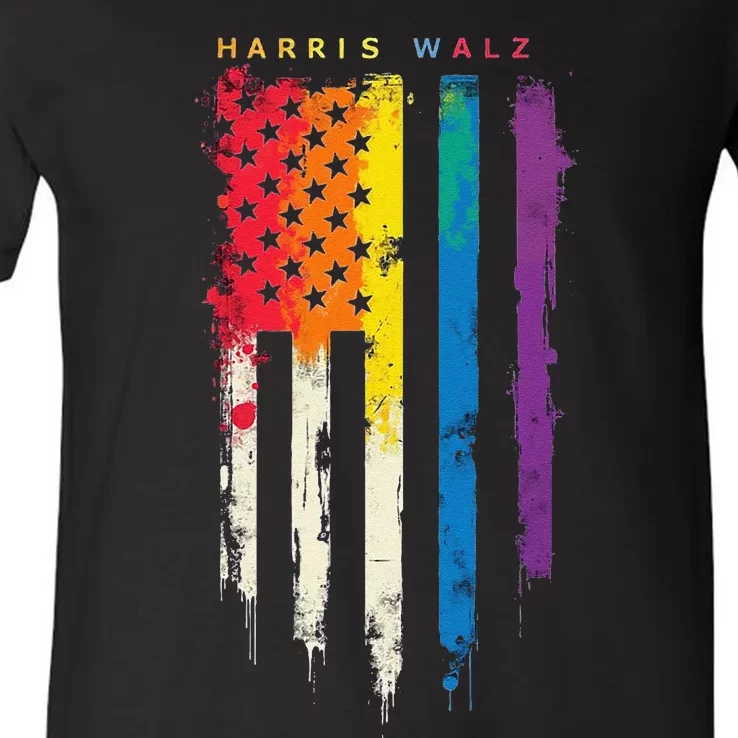 Harris Walz Colorful Streak Gift V-Neck T-Shirt