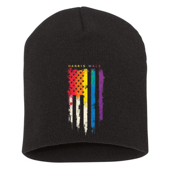 Harris Walz Colorful Streak Gift Short Acrylic Beanie