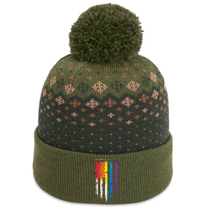 Harris Walz Colorful Streak Gift The Baniff Cuffed Pom Beanie