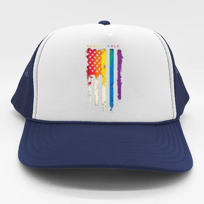 Harris Walz Colorful Streak Gift Trucker Hat