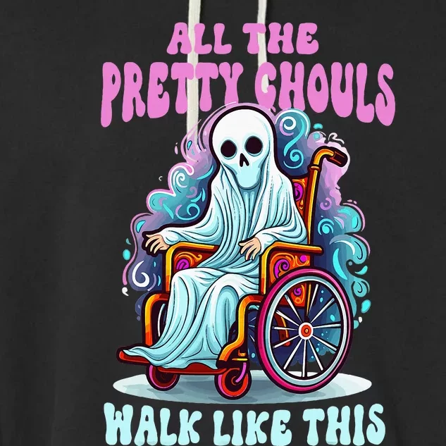 Halloween Wheelchair Costume Handicap Joke Ghouls Walk Like Garment-Dyed Fleece Hoodie