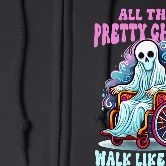 Halloween Wheelchair Costume Handicap Joke Ghouls Walk Like Full Zip Hoodie