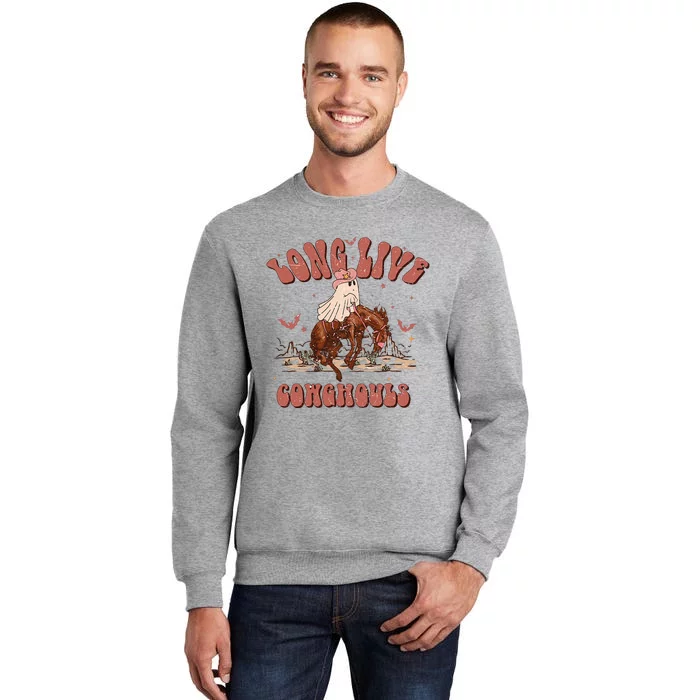 Halloween Western Cowgirl Cowghouls Long Live Country Retro Tall Sweatshirt