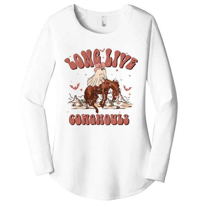 Halloween Western Cowgirl Cowghouls Long Live Country Retro Women's Perfect Tri Tunic Long Sleeve Shirt