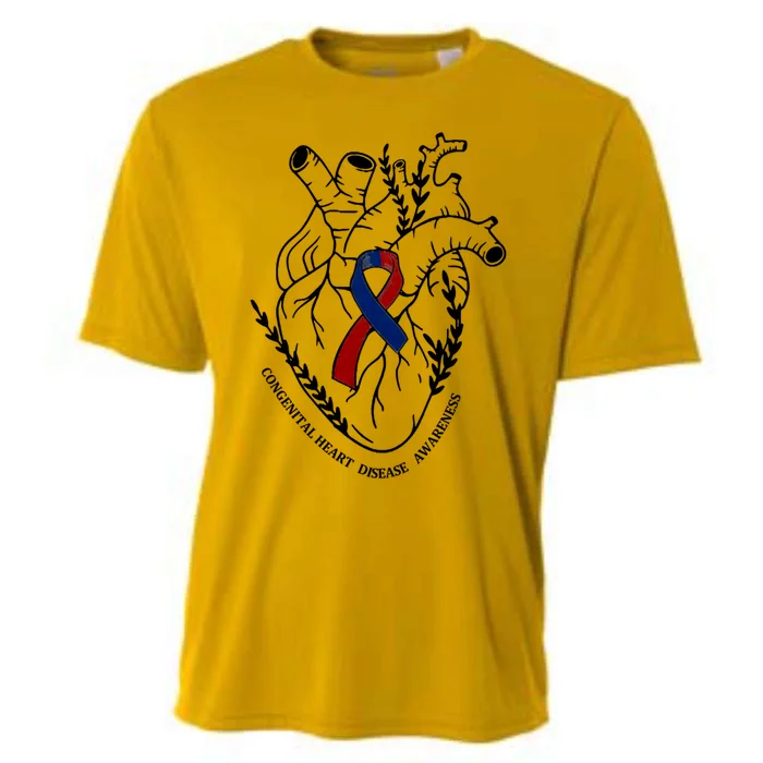 Heart Warrior Chd Awareness Congenital Heart Disease Ribbon Gift Cooling Performance Crew T-Shirt