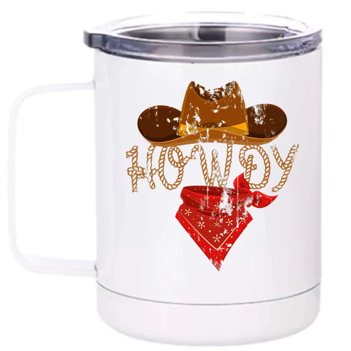 Howdy Western Cowboy Classic Fit Black PolyCotton Front & Back 12oz Stainless Steel Tumbler Cup