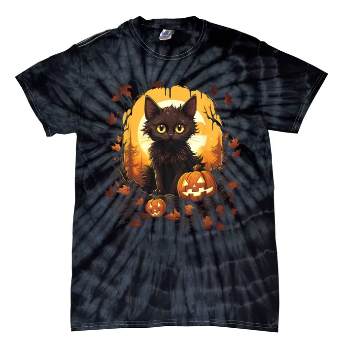 Halloween Witch Cat Pumpkin Cute Moon JackOLantern Costume Tie-Dye T-Shirt